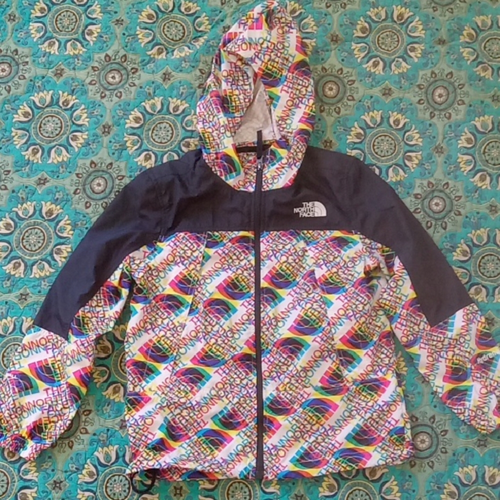 The North Face Multicolor Logo Hooded Windbreaker with Black Yoke